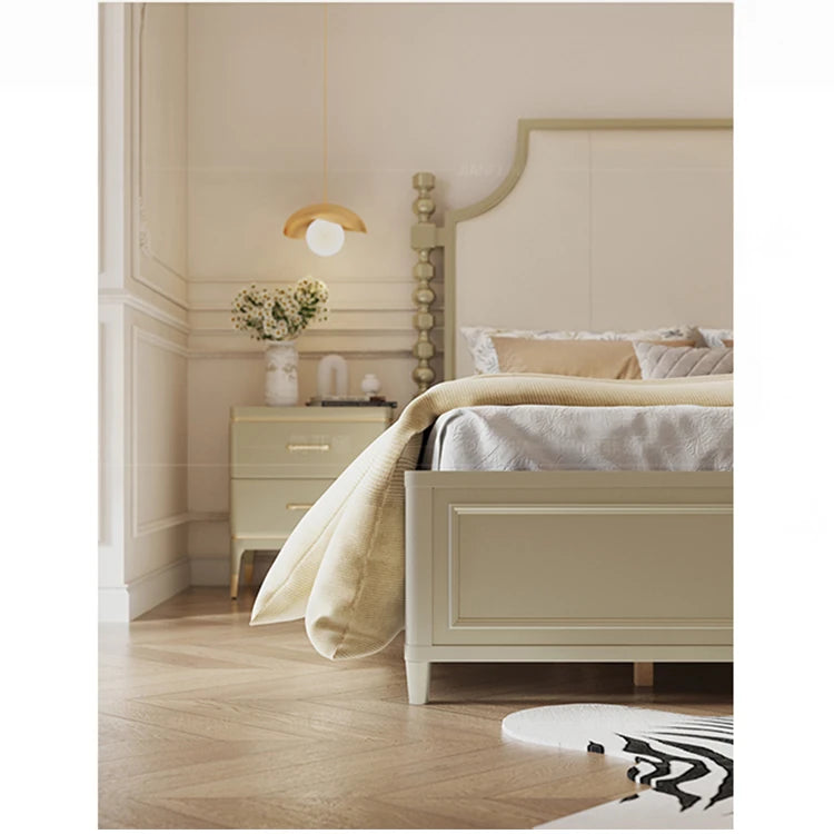 Elegant Solid Wood Nightstand with Multi-Layer Board and Gold Accent – Modern Two-Drawer End Table for Bedroom Storage fjfn-5275