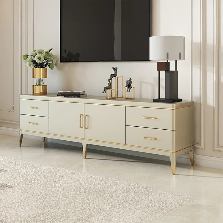 Stylish Pine Multi-Layer Board Coffee Table with Elegant Gold Accents for Modern Living Rooms fjfn-5277