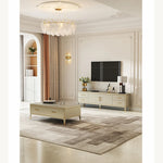 Stylish Pine Multi-Layer Board Coffee Table with Elegant Gold Accents for Modern Living Rooms fjfn-5277