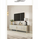 Stylish Pine Multi-Layer Board Coffee Table with Elegant Gold Accents for Modern Living Rooms fjfn-5277