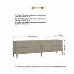 Modern Pine Multi-Layer Board TV Stand with Elegant Gold Accents – Stylish Entertainment Center Solution fjfn-5278