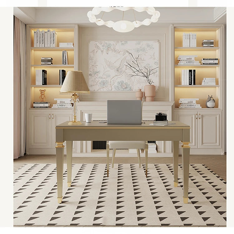 Elegant Solid Wood Desk with Drawers - Stylish Home Office Furniture for Productive Workspaces fjfn-5279