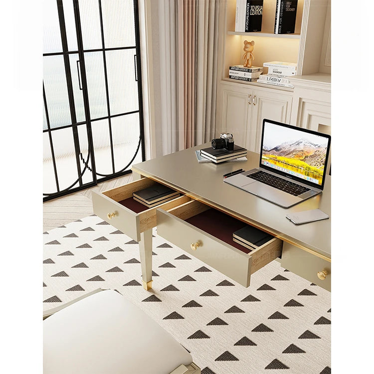 Elegant Solid Wood Desk with Drawers - Stylish Home Office Furniture for Productive Workspaces fjfn-5279