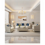 Elegant Solid Wood Sofa Set with Cowhide Leather & PU Leather Upholstery – Luxurious Comfort for Your Living Room fjfn-5281