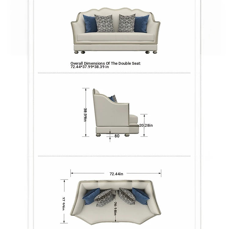 Elegant Solid Wood Sofa Set with Cowhide Leather & PU Leather Upholstery – Luxurious Comfort for Your Living Room fjfn-5281