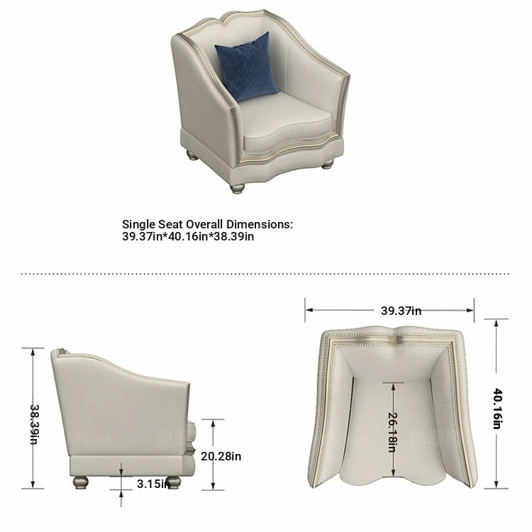 Elegant Solid Wood Sofa Set with Cowhide Leather & PU Leather Upholstery – Luxurious Comfort for Your Living Room fjfn-5281