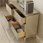 Elegant Pine Multi-Layer Board Cabinet with Gold Accents – Stylish Storage Solution for Modern Homes fjfn-5285