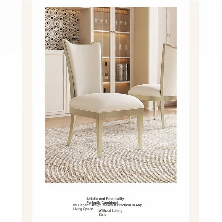 Elegant Solid Wood Dining Chair with Cowhide Leather Upholstery - Perfect for Modern Dining Rooms fjfn-5287