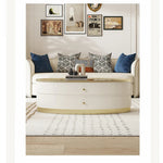 Elegant Oval Coffee Table with Tempered Glass Top and Solid Wood Base - Modern Living Room Centerpiece fjfn-5288