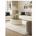 Elegant Oval Coffee Table with Tempered Glass Top and Solid Wood Base - Modern Living Room Centerpiece fjfn-5288