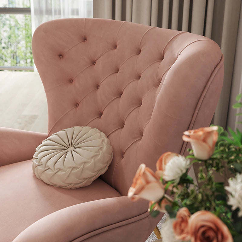 Stylish Solid Wood Accent Chair with Plush Upholstery - Elegant Pink Lounge Chair for Modern Living Room fjfn-5289