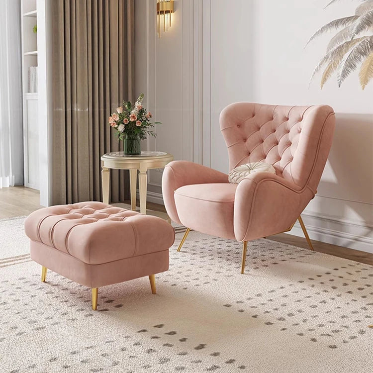 Stylish Solid Wood Accent Chair with Plush Upholstery - Elegant Pink Lounge Chair for Modern Living Room fjfn-5289