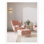 Stylish Solid Wood Accent Chair with Plush Upholstery - Elegant Pink Lounge Chair for Modern Living Room fjfn-5289