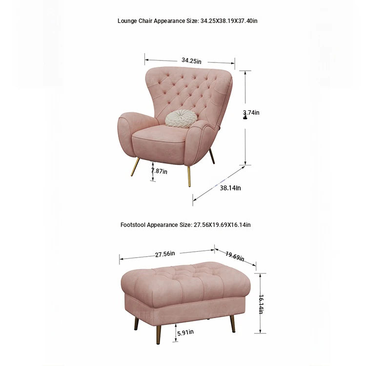 Stylish Solid Wood Accent Chair with Plush Upholstery - Elegant Pink Lounge Chair for Modern Living Room fjfn-5289