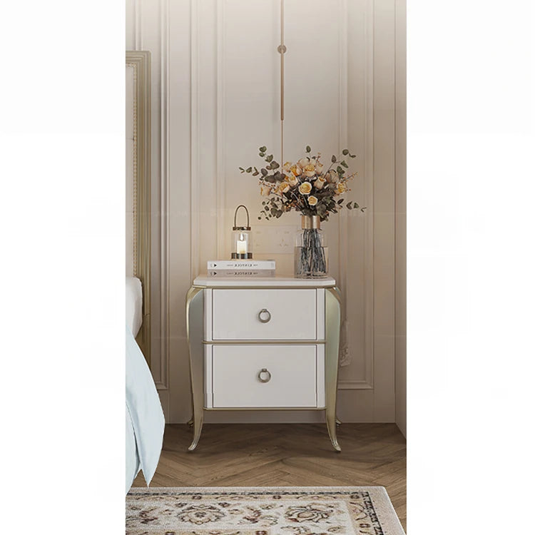 Elegant Solid Wood Nightstand with Multi-layer Board and Stylish Design - Perfect Bedroom Storage Solution! fjfn-5290