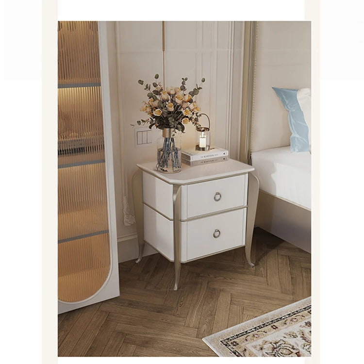 Elegant Solid Wood Nightstand with Multi-layer Board and Stylish Design - Perfect Bedroom Storage Solution! fjfn-5290