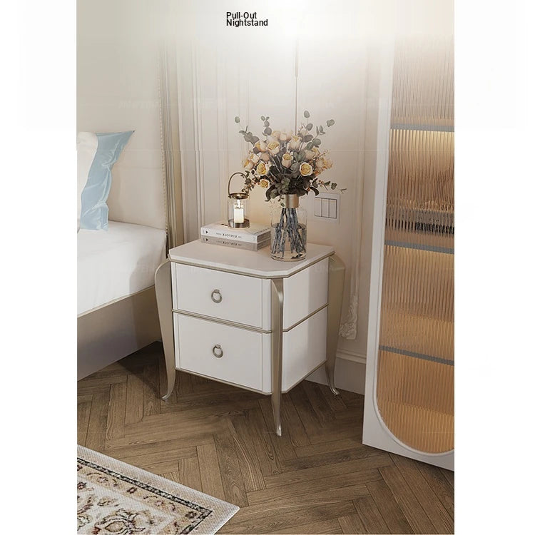 Elegant Solid Wood Nightstand with Multi-layer Board and Stylish Design - Perfect Bedroom Storage Solution! fjfn-5290