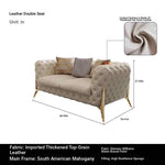 Elegant Solid Wood Cowhide Leather Sofa Set - Modern Luxury Living Room Furniture fjfn-5291
