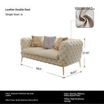 Elegant Solid Wood Cowhide Leather Sofa Set - Modern Luxury Living Room Furniture fjfn-5291