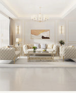 Elegant Solid Wood Cowhide Leather Sofa Set - Modern Luxury Living Room Furniture fjfn-5291