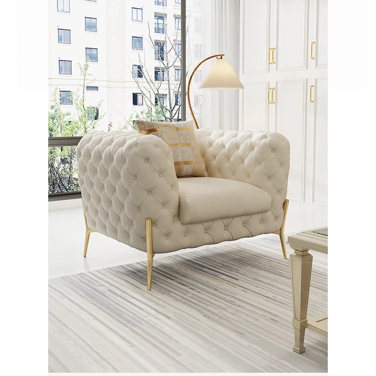 Elegant Solid Wood Cowhide Leather Sofa Set - Modern Luxury Living Room Furniture fjfn-5291
