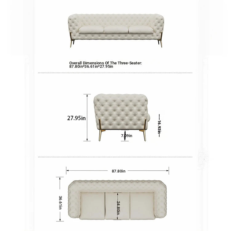 Elegant Solid Wood Cowhide Leather Sofa Set - Modern Luxury Living Room Furniture fjfn-5291