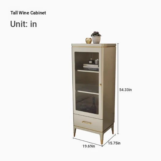 Elegant Solid Wood Wine Cabinet with Glass Doors – Modern Multi-Layer Storage for Home Decor fjfn-5292