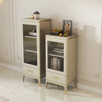 Elegant Solid Wood Wine Cabinet with Glass Doors – Modern Multi-Layer Storage for Home Decor fjfn-5292