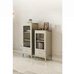 Elegant Solid Wood Wine Cabinet with Glass Doors – Modern Multi-Layer Storage for Home Decor fjfn-5292
