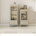 Elegant Solid Wood Wine Cabinet with Glass Doors – Modern Multi-Layer Storage for Home Decor fjfn-5292