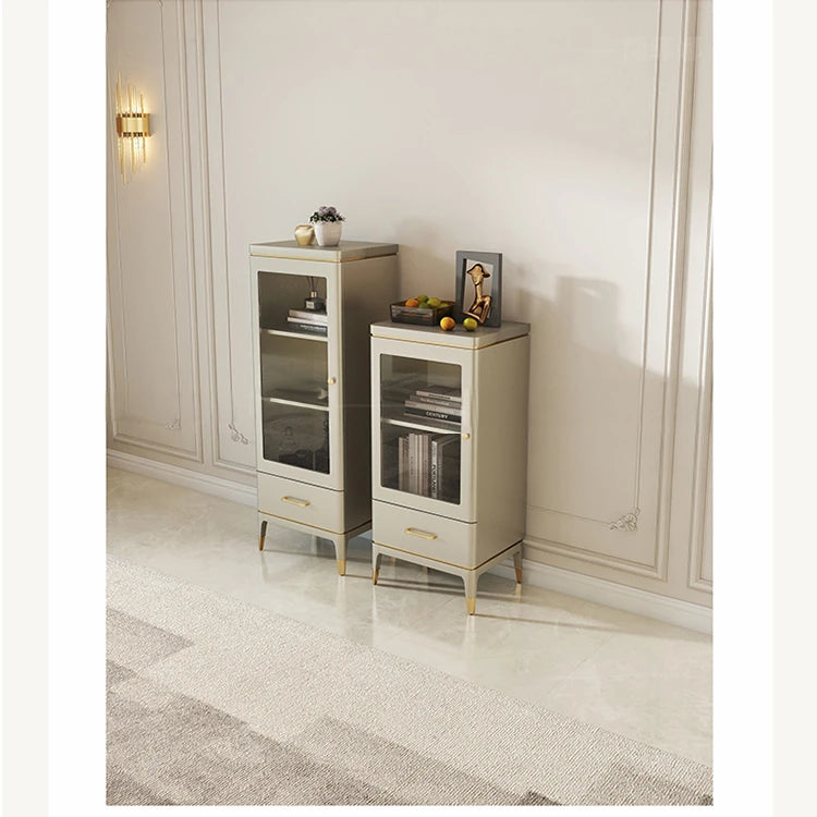 Elegant Solid Wood Wine Cabinet with Glass Doors – Modern Multi-Layer Storage for Home Decor fjfn-5292