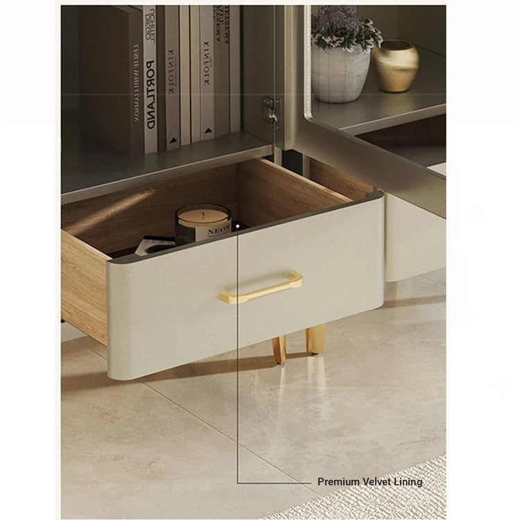 Elegant Solid Wood Wine Cabinet with Glass Doors – Modern Multi-Layer Storage for Home Decor fjfn-5292