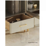 Elegant Solid Wood Wine Cabinet with Glass Doors – Modern Multi-Layer Storage for Home Decor fjfn-5292