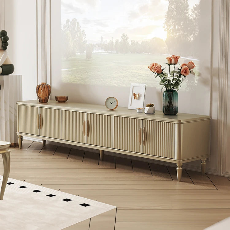 Elegant Solid Wood TV Stand with Multi-Layer Board – Modern Storage Solution for Living Room Décor fjfn-5293