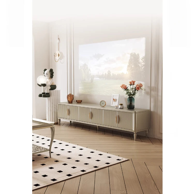 Elegant Solid Wood TV Stand with Multi-Layer Board – Modern Storage Solution for Living Room Décor fjfn-5293