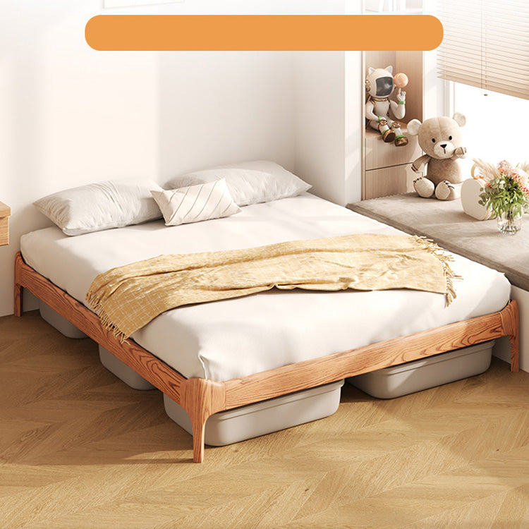 Stylish Light Brown Bed with Natural Wood Accents - Premium Ash Wood Frame fjjj-1655