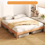Stylish Light Brown Bed with Natural Wood Accents - Premium Ash Wood Frame fjjj-1655