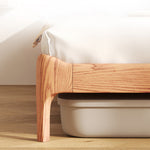 Stylish Light Brown Bed with Natural Wood Accents - Premium Ash Wood Frame fjjj-1655