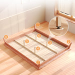 Elegant Bed Frame in Natural Wood with White and Light Brown Ash Wood Accents fjjj-1656