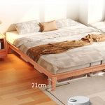 Elegant Bed Frame in Natural Wood with White and Light Brown Ash Wood Accents fjjj-1656
