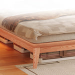 Elegant Bed Frame in Natural Wood with White and Light Brown Ash Wood Accents fjjj-1656