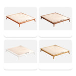 Elegant Bed Frame in Natural Wood with White and Light Brown Ash Wood Accents fjjj-1656