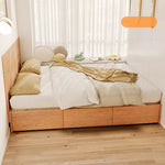 Elegant Ash Wood Bed Frame | Natural Brown & White Finish for Modern Bedrooms fjjj-1657