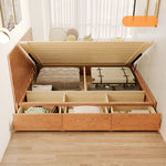 Elegant Ash Wood Bed Frame | Natural Brown & White Finish for Modern Bedrooms fjjj-1657