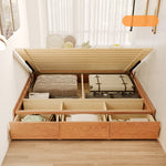 Elegant Ash Wood Bed Frame | Natural Brown & White Finish for Modern Bedrooms fjjj-1657