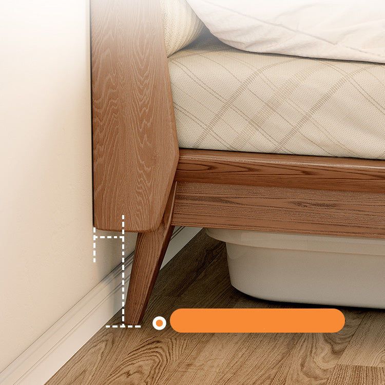 Sleek Ash Wood Bed Frame with Luxurious Down Corduroy Upholstery in Earthy Hues fjjj-1660