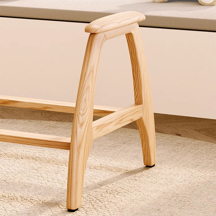 Stylish Beige Sofa with Natural Wood Accents - Comfortable Down and Faux Leather Finish fjjj-1661