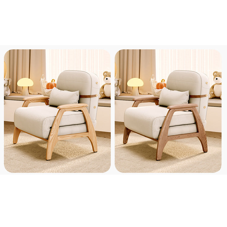 Stylish Beige Sofa with Natural Wood Accents - Comfortable Down and Faux Leather Finish fjjj-1661