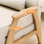 Stylish Beige Sofa with Natural Wood Accents - Comfortable Down and Faux Leather Finish fjjj-1661