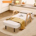 Stylish Beige Sofa with Natural Wood Accents - Comfortable Down and Faux Leather Finish fjjj-1661
